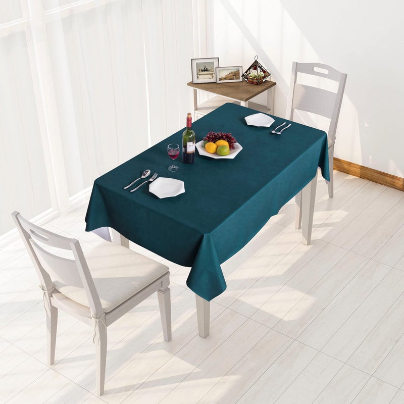 sancua 100% Waterproof Rectangle PVC Tablecloth - 60 x 84 Inch - Oil Proof Spill Proof Vinyl Table Cloth, Wipe Clean Table Cover for Dining Tables, Buffet Parties and Camping, Deep Teal - Image 2